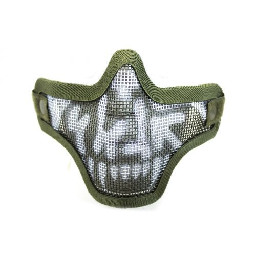 Mesh Lower Face Shield - Skull GREEN